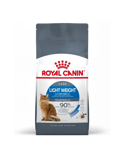 Royal Canin Light Weight Care 12x400 g sausas pašaras suaugusioms katėms, tinkamos kūno masės palaikymui.