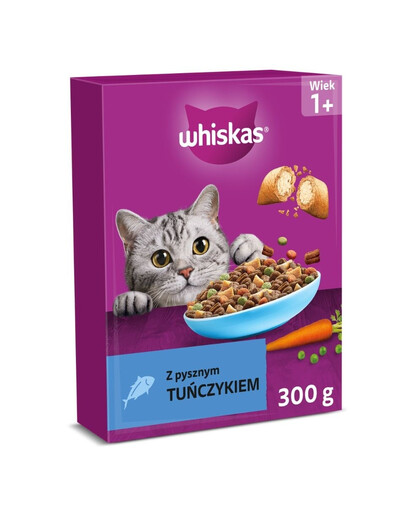 WHISKAS Suaugusių kačių maistas su skaniu tunu 300 g sausaa kačių maistas
