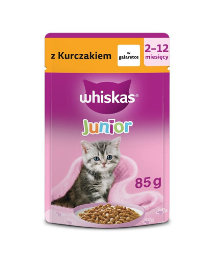 WHISKAS Junior su vištiena želė 85 g drėgnas maistas kačiukams