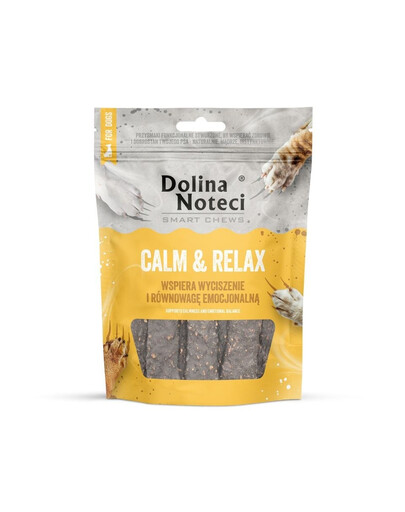 DOLINA NOTECI Smart Chews Calm & Relax 100g parama streso mažinimui, džiovinti skanėstai šunims