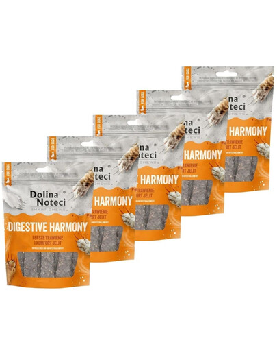 DOLINA NOTECI Smart Chews Digestive Harmony 5x100 g – virškinimo palaikymui, džiovinti skanėstai šunims
