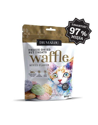 DR MALOU Waffle Mixed Flavor Wafle liofilizuoti iš vištienos mėsos katėms 60g