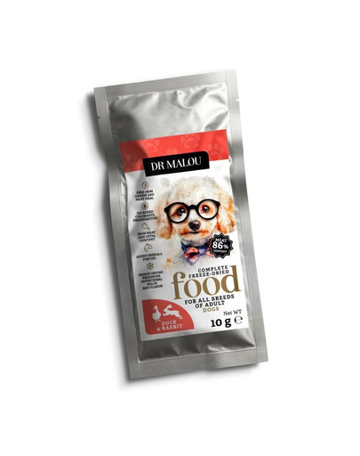 DR MALOU Liofilizuota maistas Antis su triušiu 10 g sausas maistas šunims