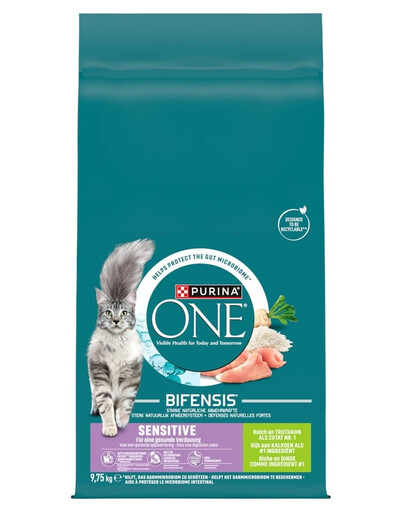 PURINA ONE Bifensis Sensitive Cat Turkey and Rice 9,75 kg kalakutienos ir ryžių, sausa maistas katėms su jautria virškinimo sistema