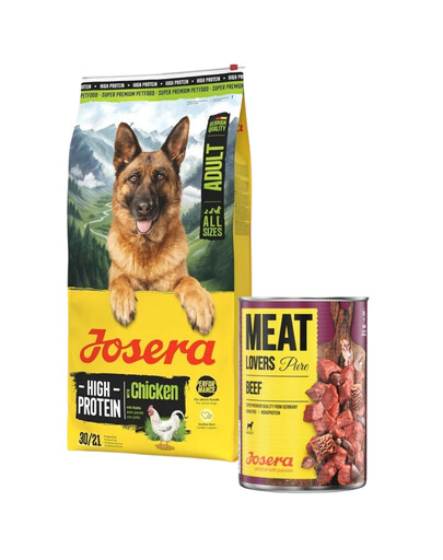 JOSERA High Protein Adult Chicken 12,5kg aukštos energetinės vertės ėdalas sportiniams šunims + 800 g skardinė NEMOKAMAI
