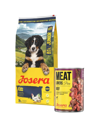 JOSERA Junior Kids 12,5kg jauniems vidutinio ir didelio dydžio veislių šunims + 800 g skardinė NEMOKAMAI