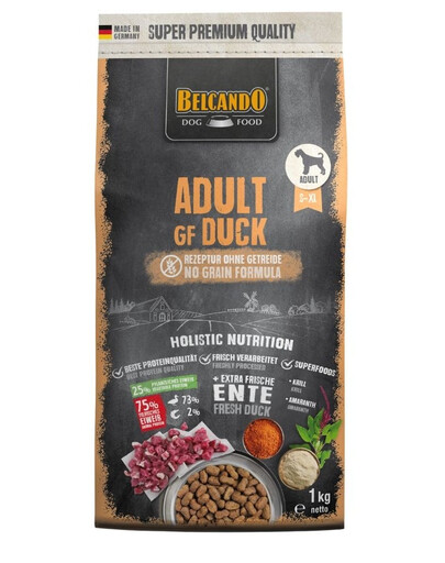 BELCANDO Adult Grain Free Duck 1 kg antis, sausas maistas šunims