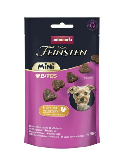 ANIMONDA Vom Feinsten Mini Bites vištiena su artišokais 50g skanėstai mažiems šunims