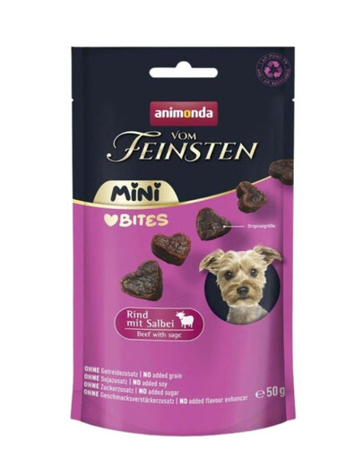 ANIMONDA Vom Feinsten Mini Bites jautiena su šalaviju 50g skanėstai mažiems šunims