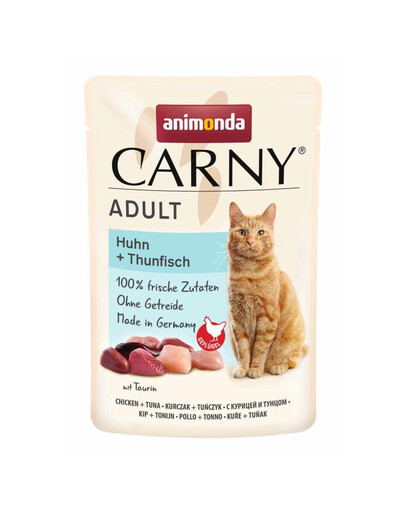ANIMONDA Carny Adult Pouch Vištiena ir tunas 85g drėgnas maistas katėms