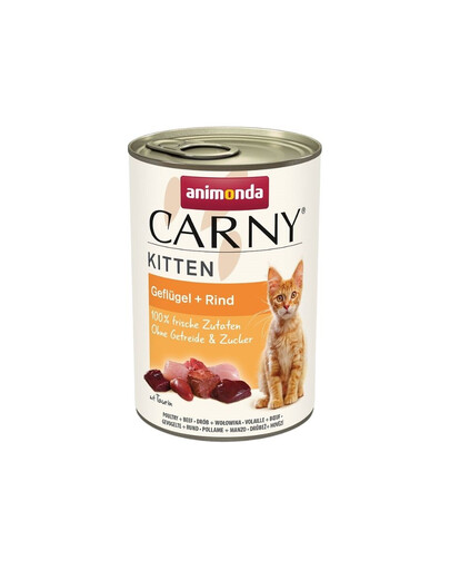ANIMONDA Carny Kitten Poultry&Beef 24x400 g paukštiena ir jautiena kačiukams