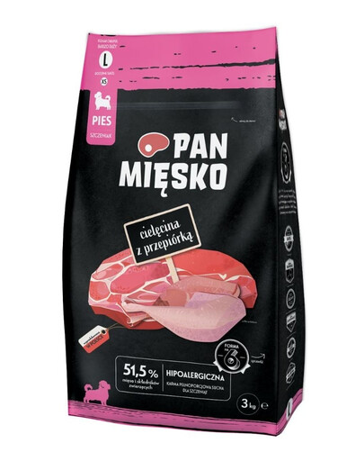 PAN MIĘSKO Veršiena su stručiu šuniukams sausainiai L 3 kg