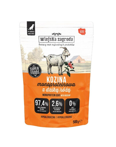 WIEJSKA ZAGRODA Monoproteininis šlapias maistas šunims su ožkiena, 500 g