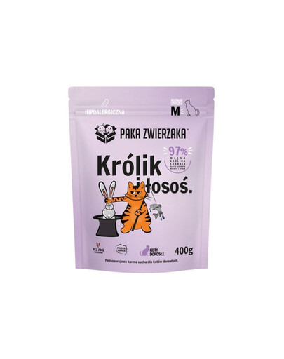 PAKA ZWIERZAKA Karma sucha Królik z łososiem dla kota M 400g