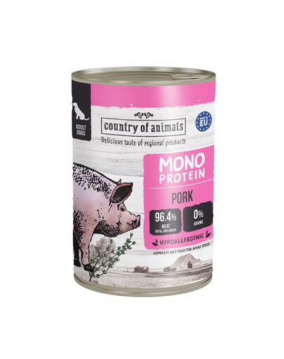 COUNTRY OF ANIMALS Dog Monoprotein Pork 400g kiauliena, drėgnas maistas šunims
