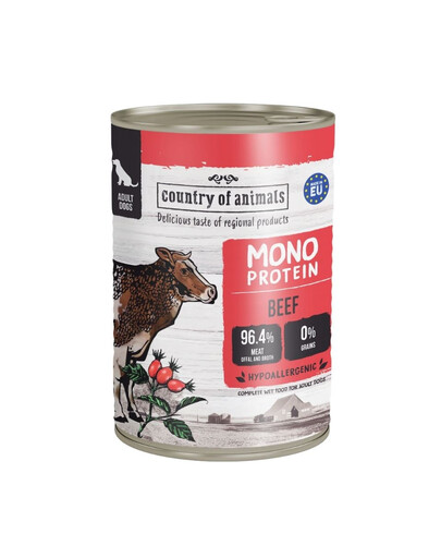 COUNTRY OF ANIMALS Dog Monoprotein Beef 400g jautiena, drėgnas maistas šunims