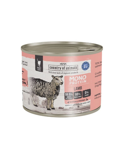 COUNTRY OF ANIMALS Cat Monoprotein Lamb 200g aviena, šlapias maistas katėms