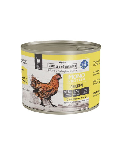 COUNTRY OF ANIMALS Cat Monoprotein Chicken 200g vištiena, drėgnas maistas katėms