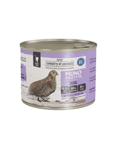 COUNTRY OF ANIMALS Cat Monoprotein Quail 200g stručiai, drėgnas maistas katėms