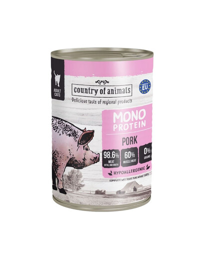 COUNTRY OF ANIMALS Cat Monoprotein Pork 400g kiauliena, drėgna maistas katėms