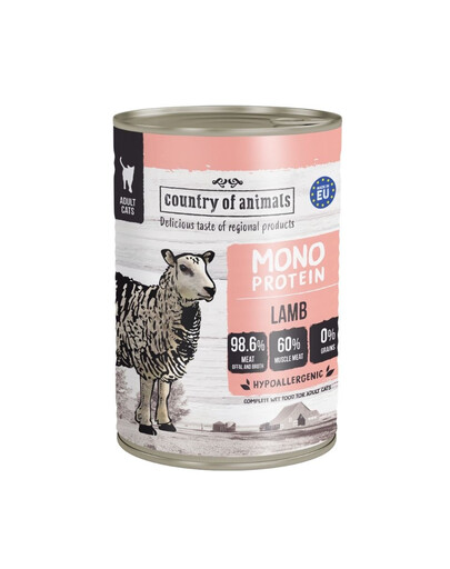 COUNTRY OF ANIMALS Cat Monoprotein Lamb 400g aviena, drėgna maistas katėms