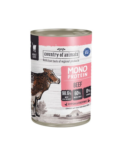 COUNTRY OF ANIMALS Cat Monoprotein Beef 400g jautiena, drėgnas maistas katėms