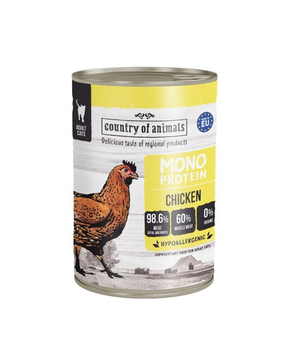 COUNTRY OF ANIMALS Cat Monoprotein Chicken 400g vištiena, drėgnas maistas katėms