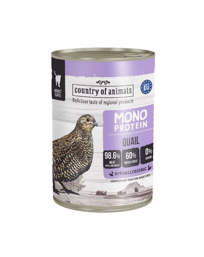 COUNTRY OF ANIMALS Cat Monoprotein Quail 400g stručiai, drėgnas maistas katėms