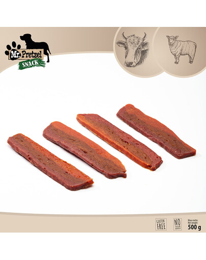 MR. PRETZEL Trijų skonių Jautiena Aviena Elnias 500g skanėstas šuniui