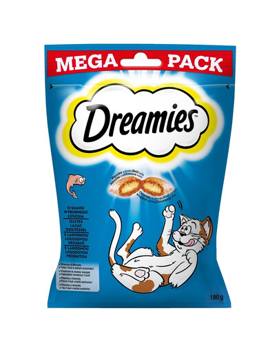 DREAMIES Mega Pack Traškūs lašišos skonio skanėstai katėms, 4 x 180 g