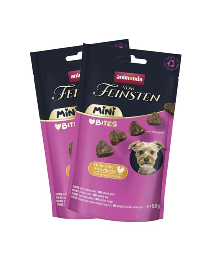 ANIMONDA Vom Feinsten Mini Bites vištiena su artišokais 6x50g skanėstai mažiems šunims