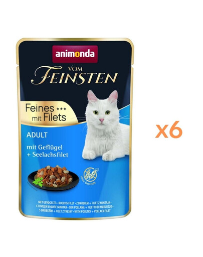 ANIMONDA Vom Feinsten Fines mit Filets Adult Drób i filet z mintaja 6x85g mokra karma dla kotów