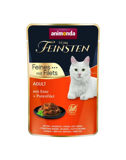 ANIMONDA Vom Feinsten Fines mit Filets Adult Anties ir kalakutienos filė 6 x 85 g šlapias kačių ėdalas
