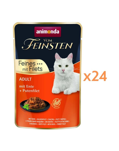 ANIMONDA Vom Feinsten Fines with Filets Adult veršiena ir vištienos filė, drėgnas maistas katėms 24×85 g