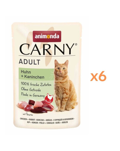 ANIMONDA Carny Adult Pouch Kurczak i królik 6x85g mokra karma dla kotów