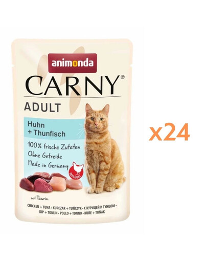 ANIMONDA Carny Adult Pouch Vištiena ir tunas 24x85g drėgnas maistas katėms