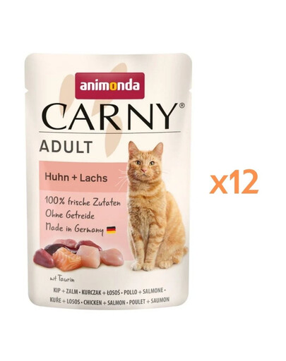 ANIMONDA Carny Adult Pouch Kurczak i łosoś12x85g mokra karma dla kotów