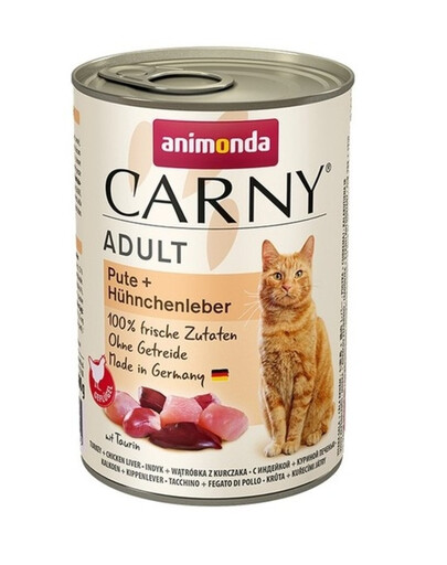 ANIMONDA Karma Carny Adult kalakutienos ir vištienos kepenėlių rinkinys, 24 x 400 g