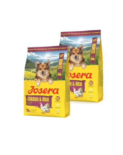 JOSERA Mini Senior Chicken and Rice 2x3kg glitimo neturintis maistas vyresnio amžiaus mažų veislių šunims