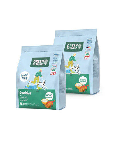 GREEN PETFOOD InsectDog Sensitive 2x900g jautriems šunims su vabzdžiais ir ryžiais