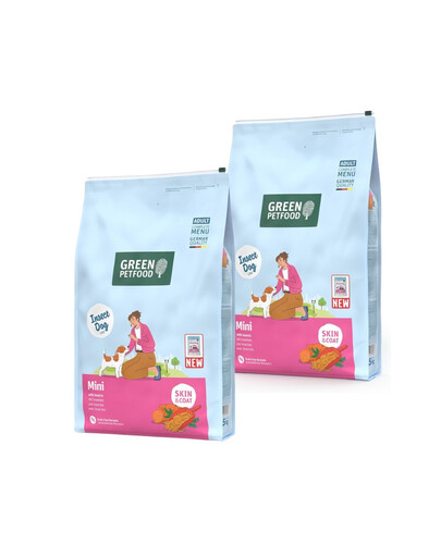 GREEN PETFOOD InsectDog Mini 2x7,5kg be grūdų ėdalas su vabzdžių baltymais, skirtas mažiems šunims
