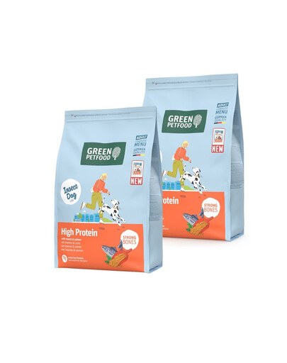 GREEN PETFOOD InsectDog with Salmon High Protein 2x3kg su vabzdžių baltymais ir lašiša aktyviems šunims