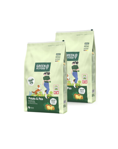 GREEN PETFOOD VeggieDog with Potato and Pea 2x10kg vegetariškas šunų maistas su bulvėmis ir žirniais