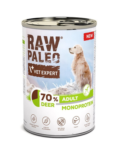 RAW PALEO Monoprotein Deer Adult 400g su elnienos mėsa, šlapias maistas šunims
