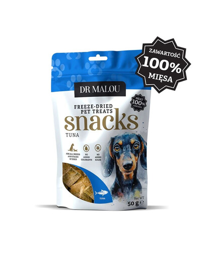 DR MALOU Mėsos kubeliai iš 100 % liofilizuotos tuno mėsos, 2 x 50 g, skanėstai šunims