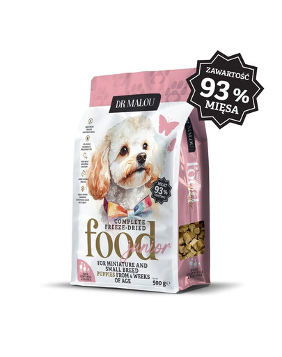 DR MALOU Puppies Liofilizuotas maistas „Antis su ožkos pienu ir kiaušinio tryniu“ 2x500 g – sausas maistas šuniukams