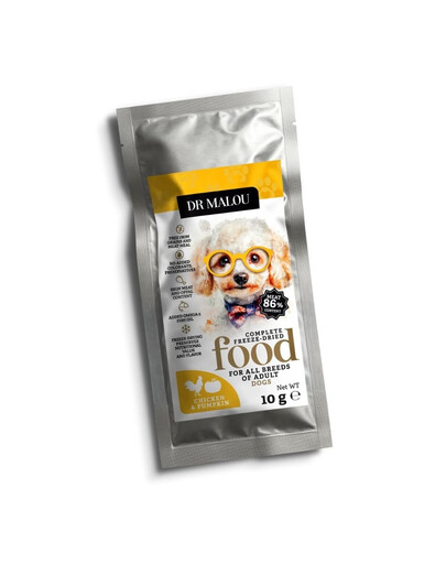 DR MALOU Liofilizuotas maistas „Vištiena su moliūgais“ – 2 x 10 g sausas šunų maistas