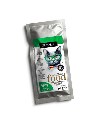 DR MALOU Liofilizuotas maistas „Vištiena su lašiša“ – 2 x 10 g sausas maistas katėms