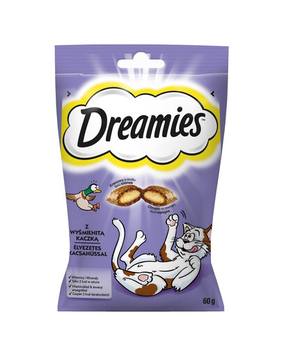 DREAMIES Traškūs skanėstai katėms su antienos skoniu, 6 x 60 g