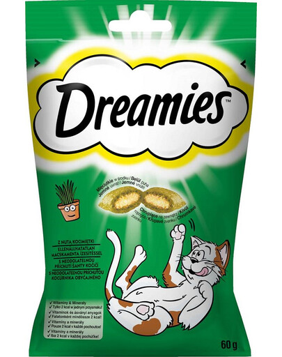 DREAMIES Traškūs kačių skanėstai su katžolės skoniu, 6 x 60 g